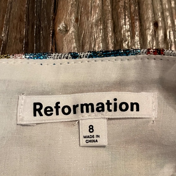 Reformation metallic Jacquard Strapless Bustier Top - Size 8 - Picture 7 of 7